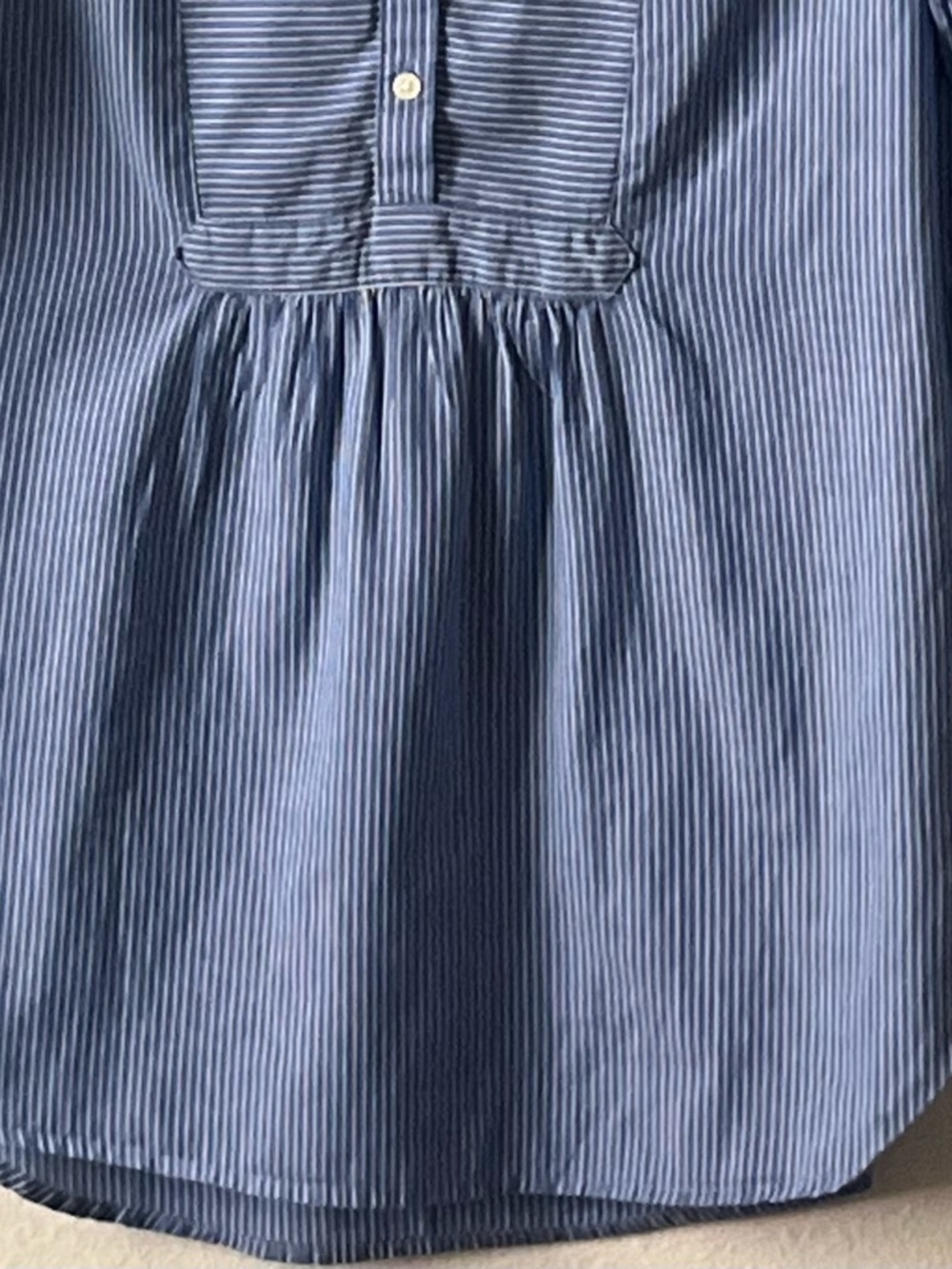 LOFT Cute Blue Lightweight White Striped Henley Blouse, Size S - Picture 4 of 11